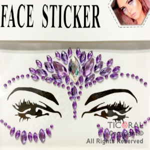 BRILLITOS AUTOADHESIVOS PARA ROSTRO FACE STICKER DECO LILA X 12 UNIDADES